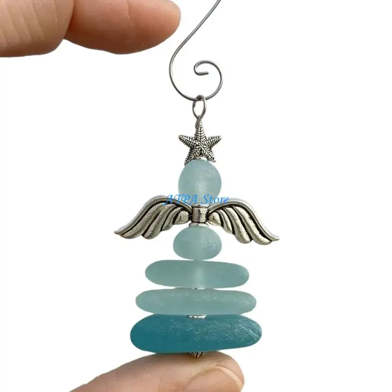 

U13C Beach Theme Shatter Resistant Glass Ornament Quick Install Car Mirror Decoration For Road Trips And Festive Space