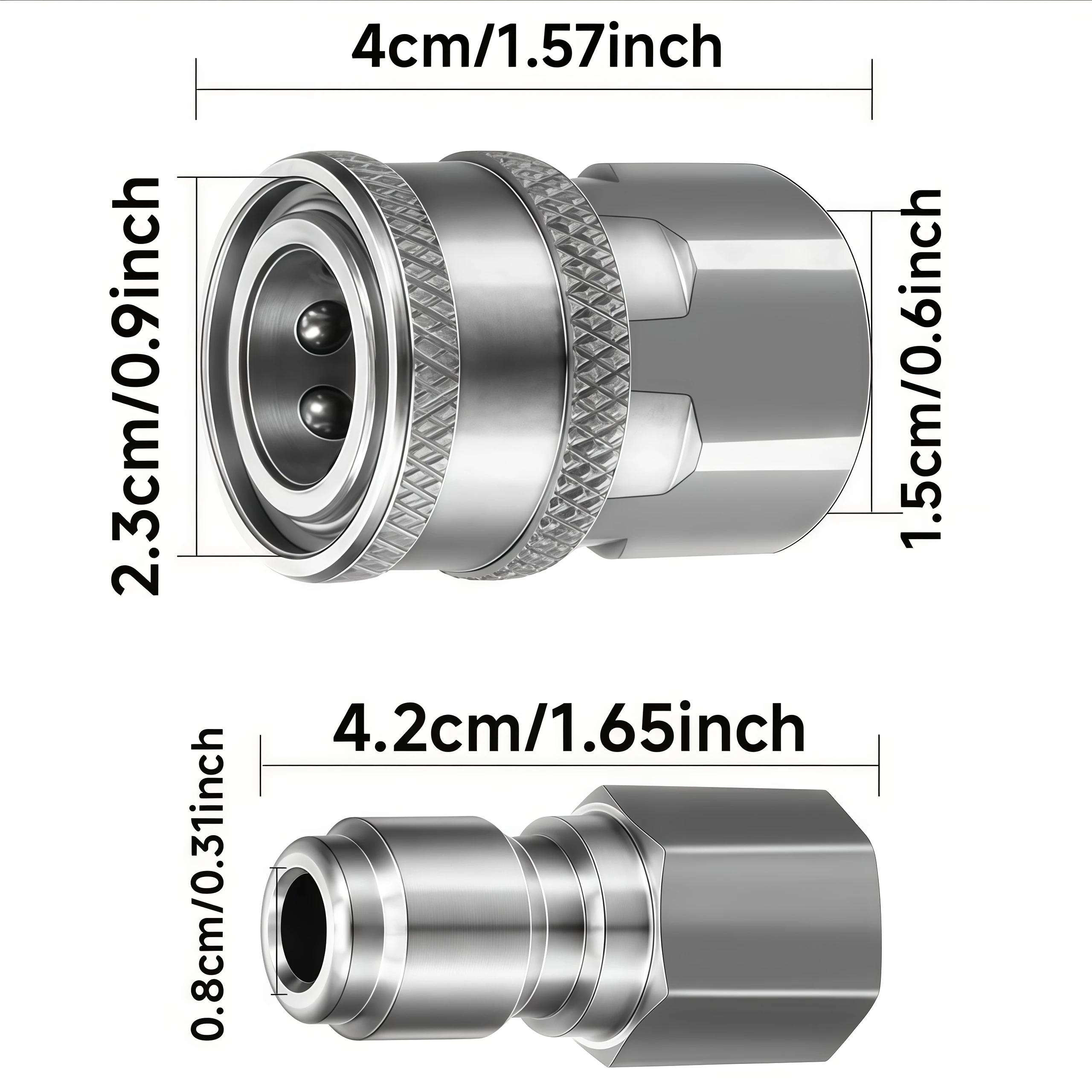 Kit adaptador de conexión rápida macho y hembra de acero inoxidable 3/8 BSP, 8 Uds., conectores de tubería roscados de alta presión de alta resistencia Pressu