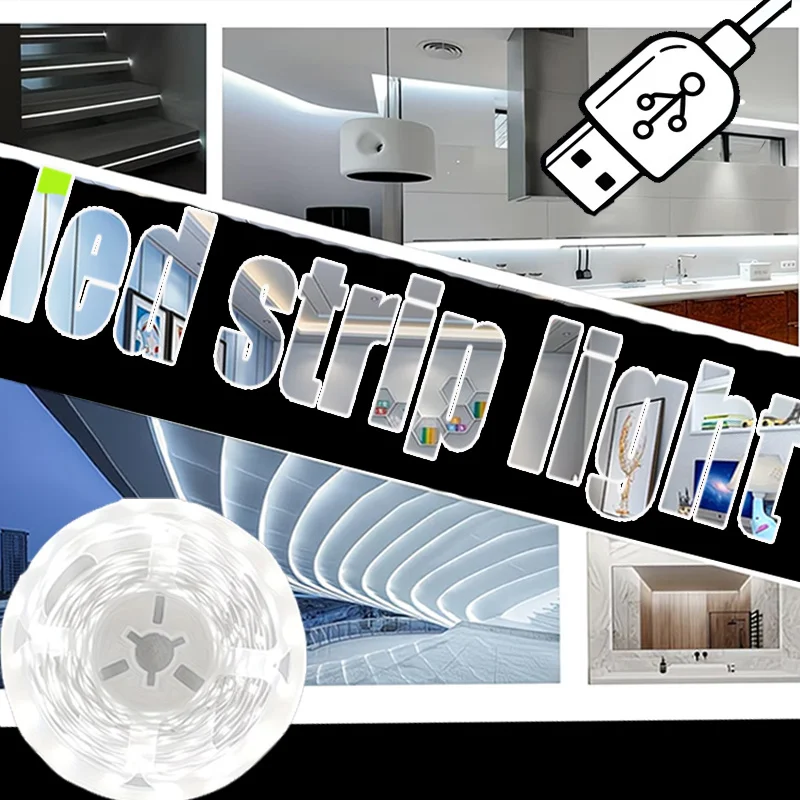 LED Lamp USB Powered LED Strip Lights, Multi-Functional Indoor Lighting for Mirrors, Cabinets, Cabinets, Corridors,Shoe Cabinets