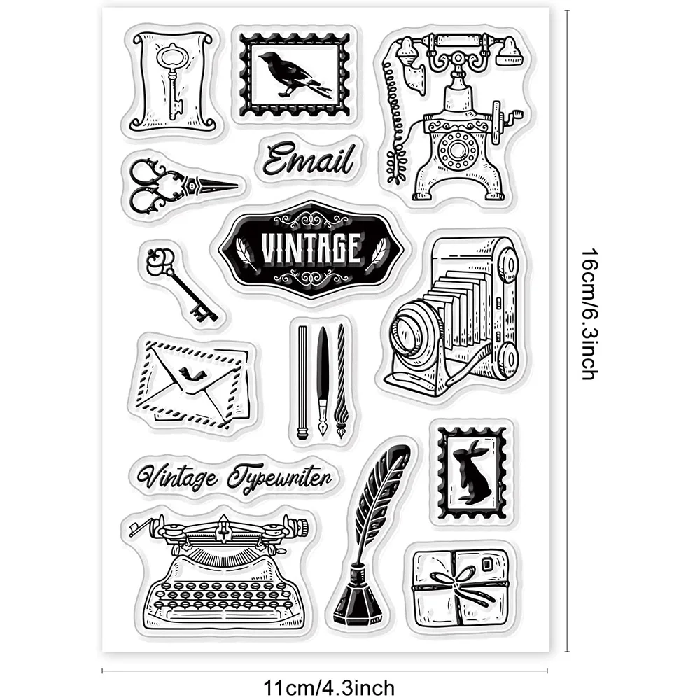 Vintage Clear Silicone Stamps Camera Phone Photo Frame Ink Envelope for Card Making Decoration And DIY Scrapbooking Diary Gifts