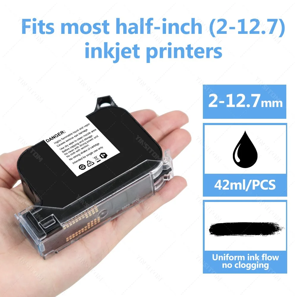 0.5 Inch Cartridge 1/2/3/5 Pcs Online Handheld Inkjet Printer Cartridge 12.7mm Black Fast Drying Water-proof Solvent Ink Origina