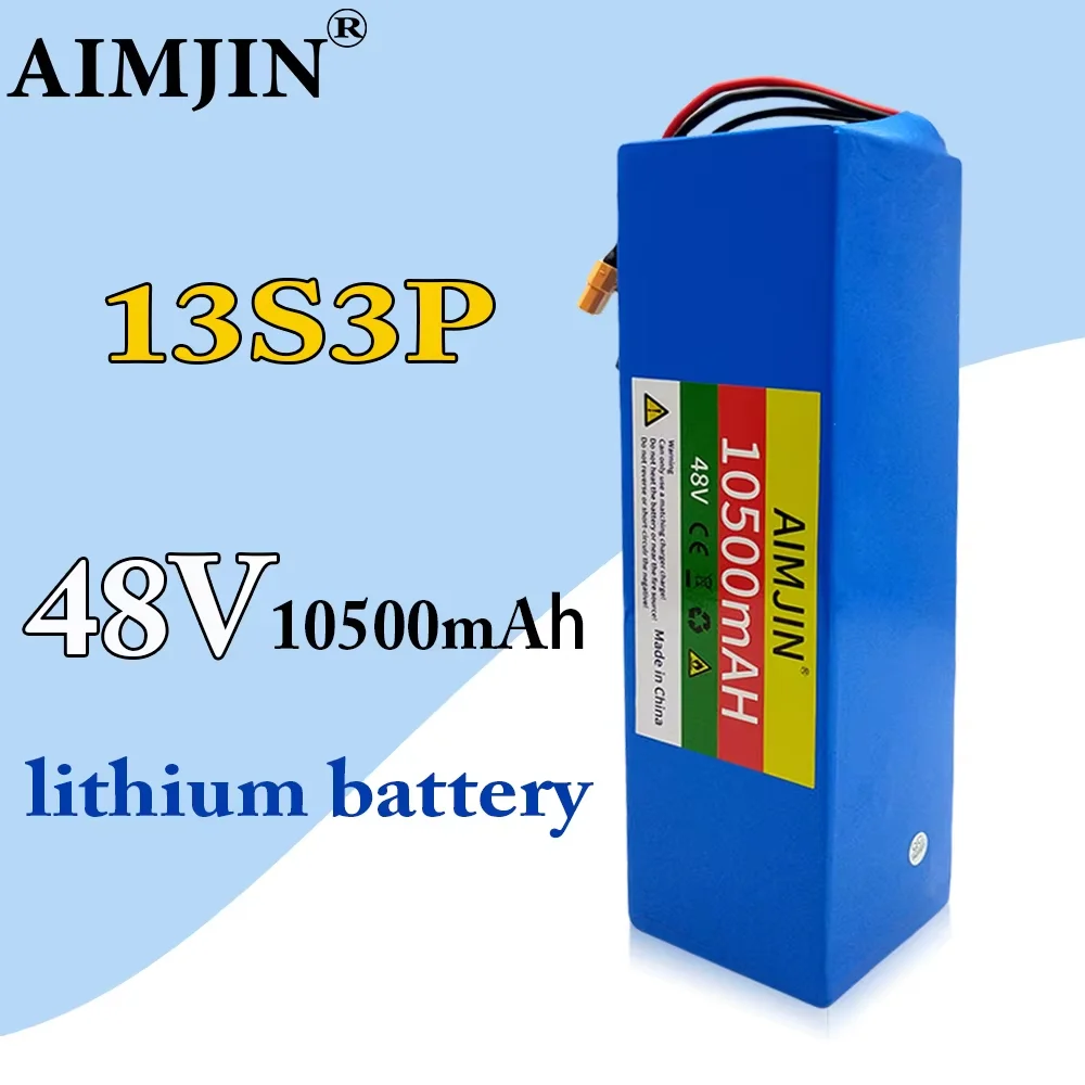 

48V Battery 10.5Ah 13S3P 18650 Lithium ion Battery Pack 10.5Ah For E-Bike electric motor 54.6v 500W with BMS charger