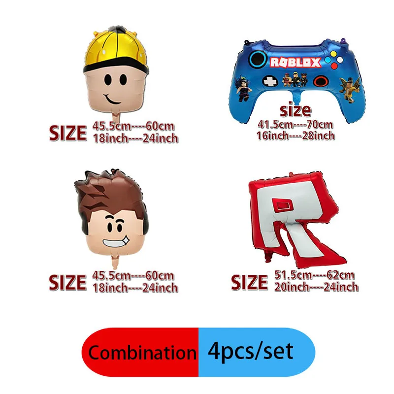 Roblox Aluminiumfolienballon-Kombination: Themen-Geburtstagsdeko, Ballon-Fest-Szenen-Layout, Party-Verzierungszubehör
