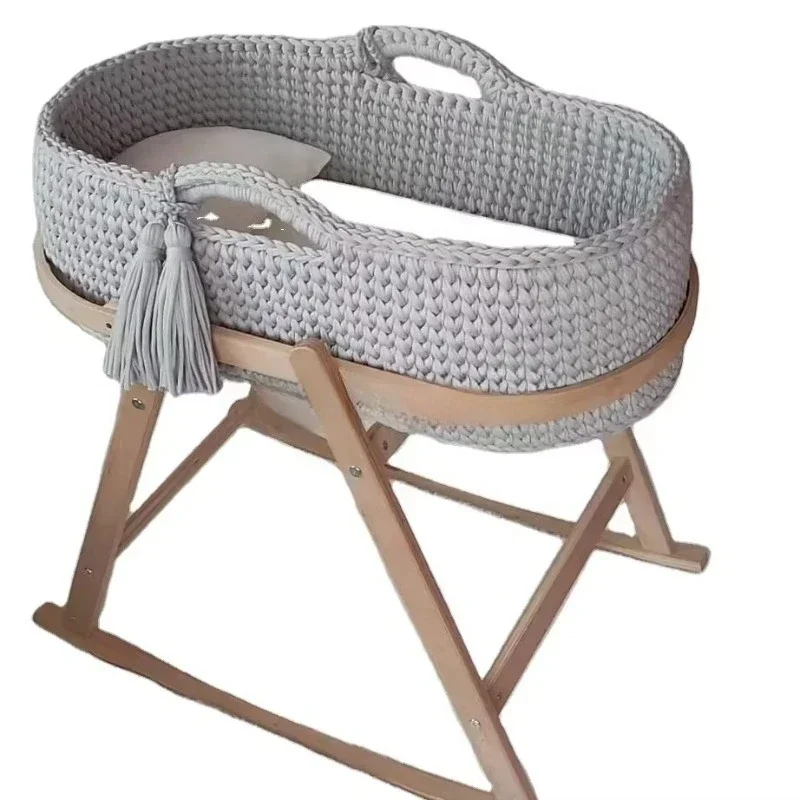 

Colorful Multifunctional Crochet Baby Changing Basket 100% Cotton Colorful Handmade Woven Basket for Baby