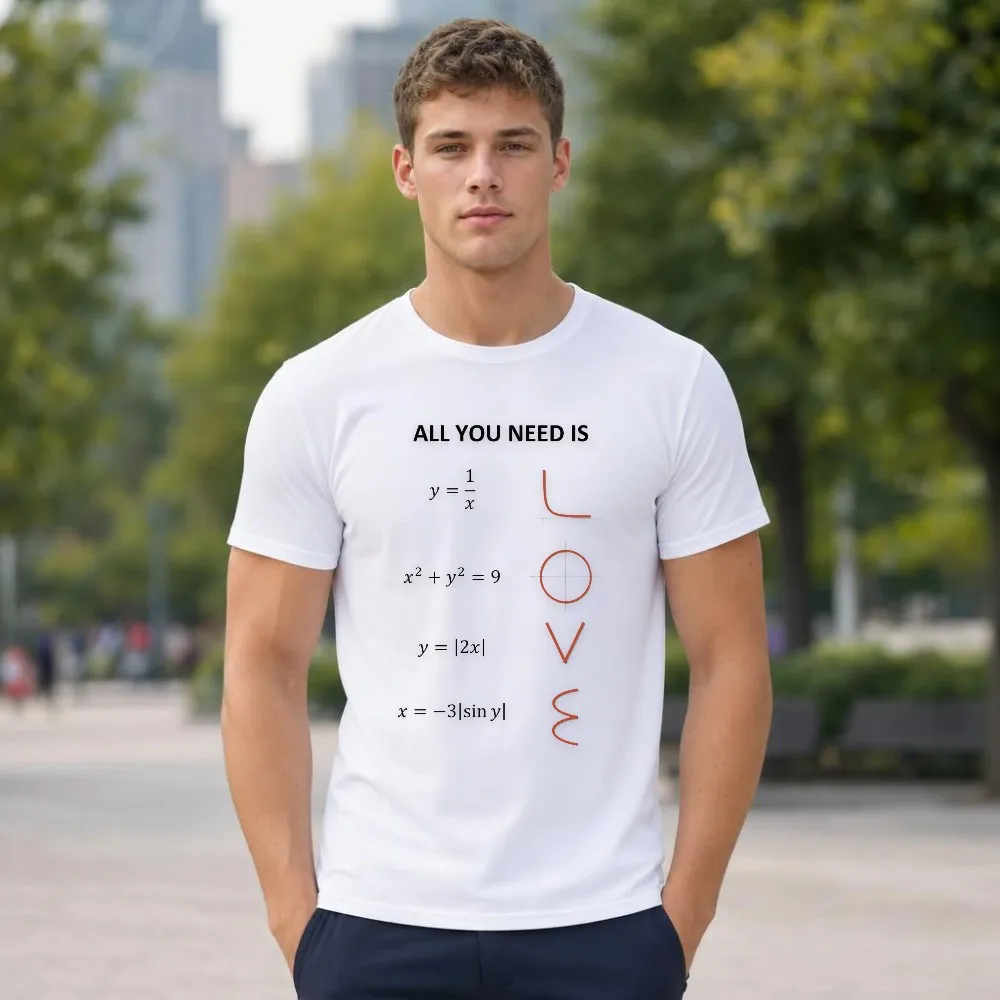 Graphic Tee Men Math Love Equation Science Nerd Short Sleeve Casual Classroom Top Funny