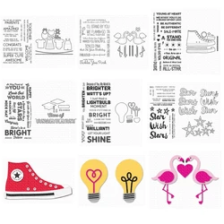 2024 New Lucky Stars Wishes Flamingos All-Star High Top Graduation Accents Cutting Dies Clear Stamps Scrapbooking Frame Card
