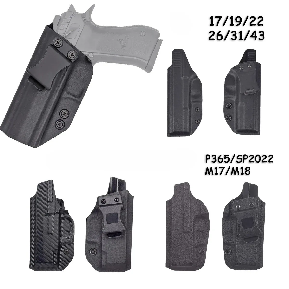PVC Holster For 1911 Glock 17 19 26 43 43X Tauru M17 P07 P365 PPQ Inside Waistband Concealed Carry Belt Clip Stack Pouch