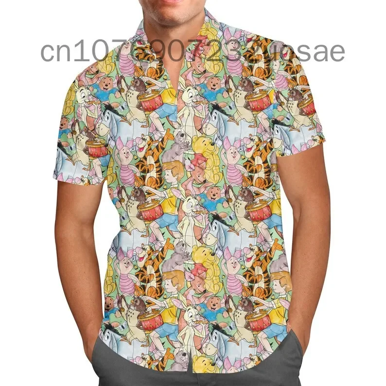 2024 New Disney Eeyore Hawaiian Shirt Men And Women Kids Short Sleeve Beach Shirt Hawaiian Shirt Fashion Casual Shirt Top