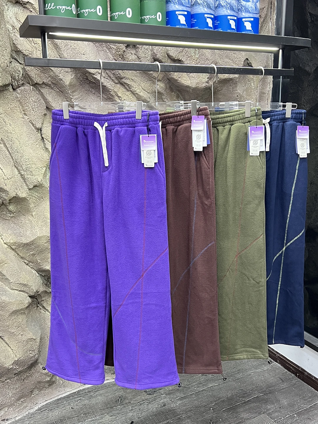 في الهواء الطلق الوزن الثقيل Thiened الشتاء عارضة السراويل ex Fce اصطف الدافئة Trasuit السراويل مخطط مستقيم الساق السراويل #5