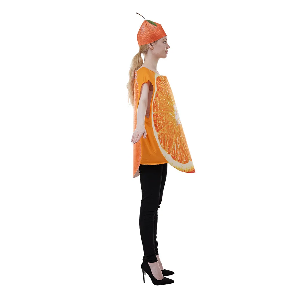 loween Costume cosplay di frutta verdura arancione per adulti Divertenti vestiti da spettacolo Outfit Puntelli di scena Faion etnico da donna