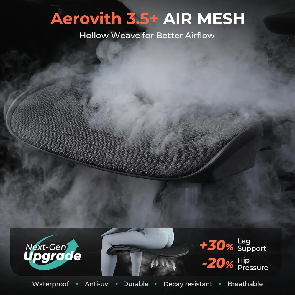 كرسي مكتب شبكي مريح من CAPOT، كرسي مكتب خلفي مرتفع قابل للتعديل 400 رطل، أذرع قابلة للطي 4D، مسند ظهر مائل ثلاثي المستويات، 3D Hea #6