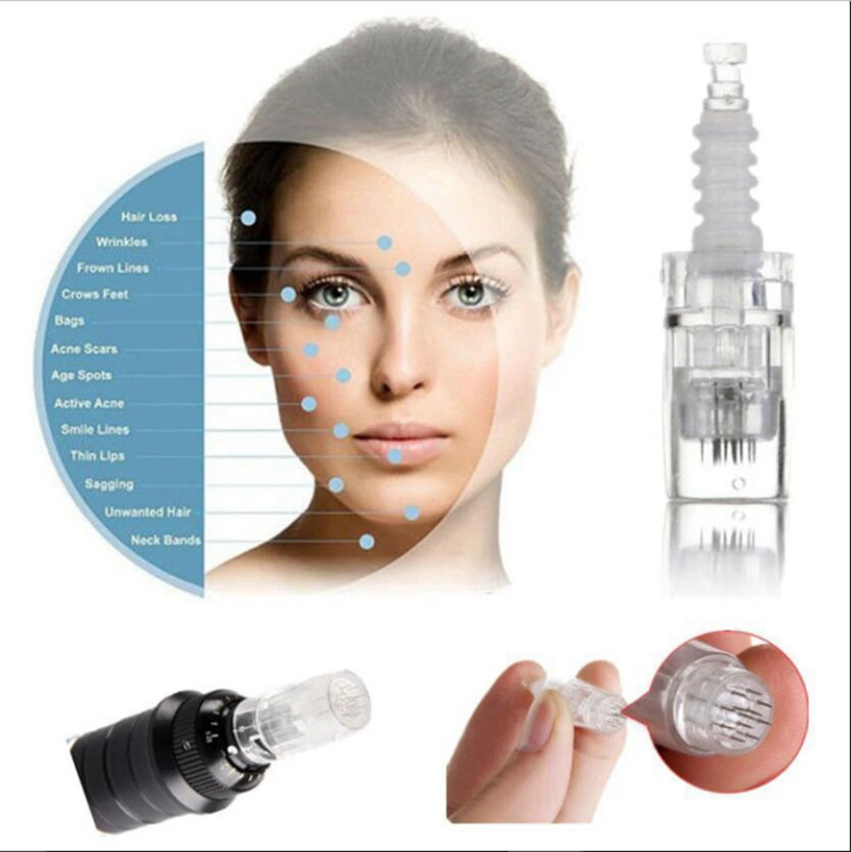 10/50PCS Electric derma Pen Microneedles Bayonet 9 /12/ 36 pins/Nano Cartridge For Auto Microneedling Micro Needle Tips MTS Meso