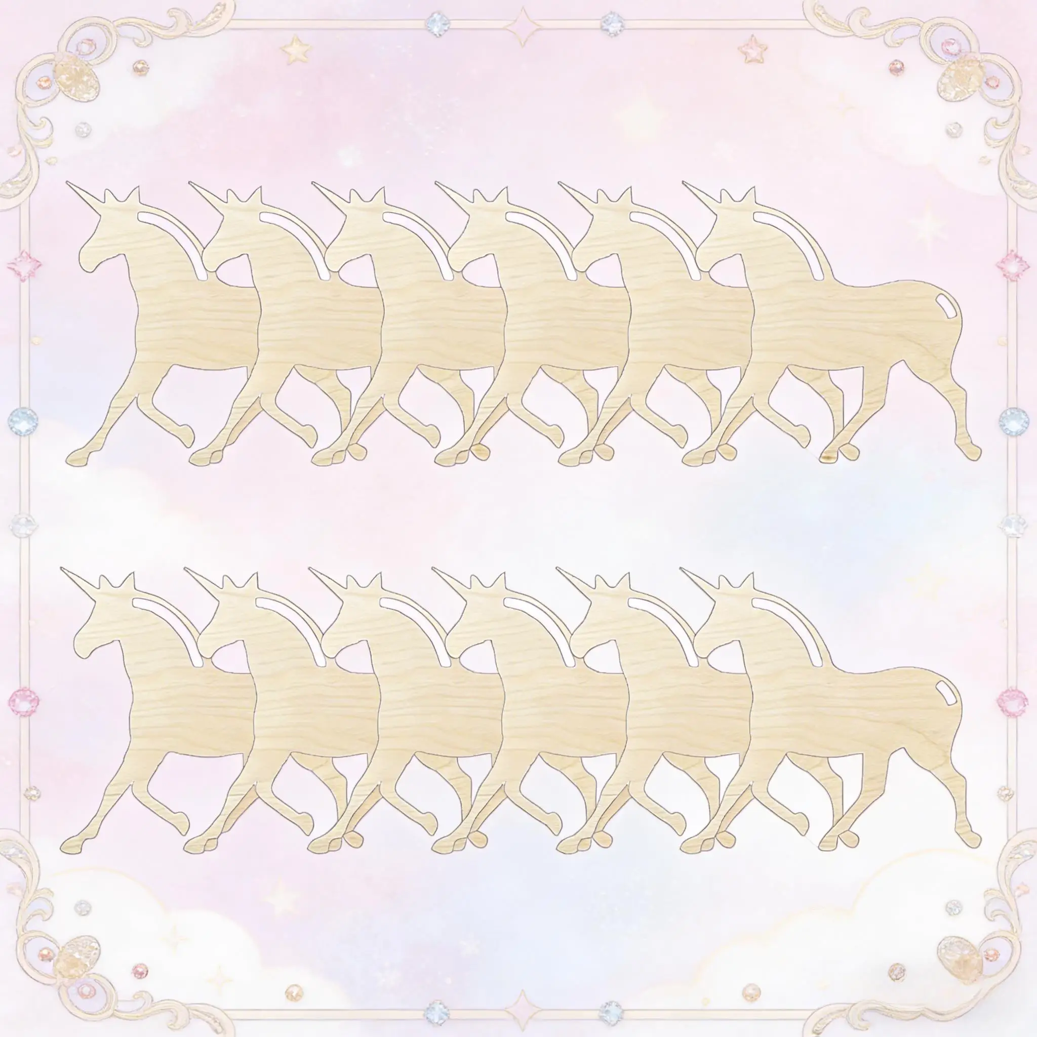 12Pcs DIY Party Favors Wooden Unicorn Macrame Crafts Unpainted Wood Animal Figurines Party Favors for Room Table Decor