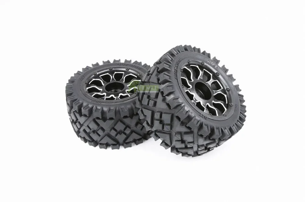 Pneumatici completi anteriori o posteriori per AUTO RC 1/5 con mozzi in metallo 2 pezzi per parti 1/5 HPI ROFUN ROVAN KM BAJA 5B Ss BUGGY 2.0