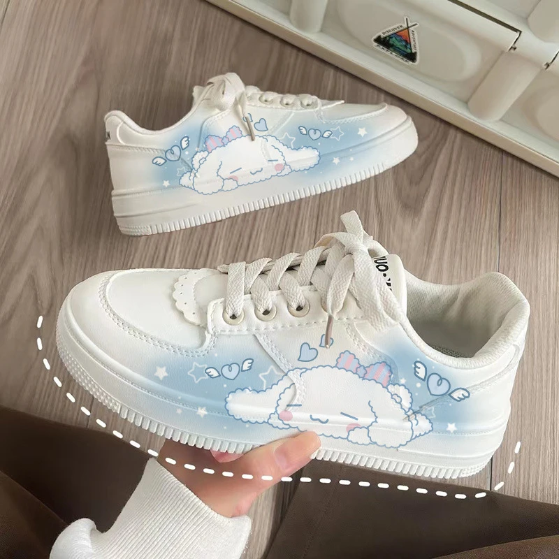 Anime Hello Kitty Kids Sneakers Kawaii Kuromi My Melody Cinnamoroll Cosplay Sports Shoes Cartoon White Shoes Kids Birthday Gift