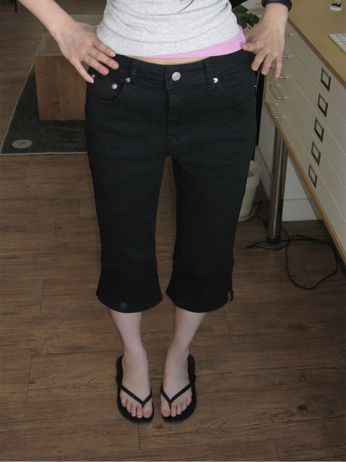 Retro Korean Style Seven-Foot Micro Flare Side Slit Jeans Casual Slimming Summer Versatile Mid-Length Casual Jeans