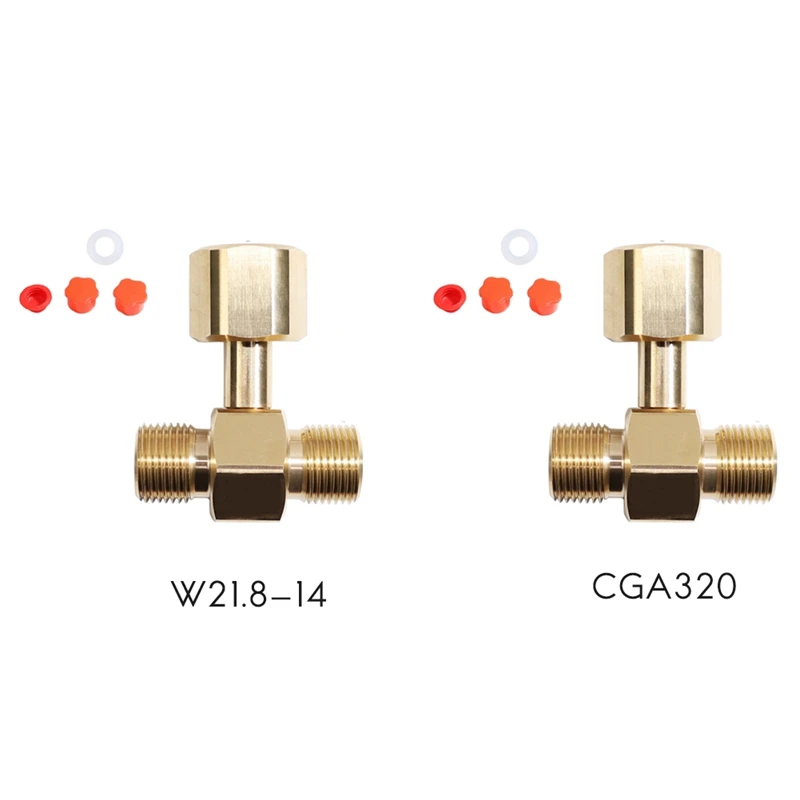 CO2 Tank Adapter Soda Cylinder Brass CO2 Cylinder Tank W21.8-14 Adapter Converter Tee Adapter T-Adapter 1 To 2 CGA320