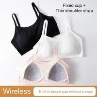 2pcs Women's Comfortable Bra Fashion Solid Color Skin Friendly Breathable Girl Training Bra Youth Underwear Soft Fixed Chest Mat