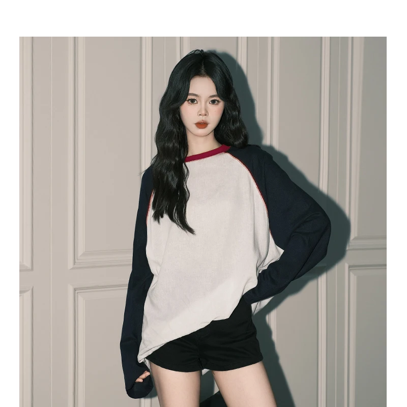 T-shirts à manches longues Art femmes été coton évider ourlet fendu ultraléger séchage rapide collège fille décontracté Streetwear Maillard