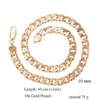 XP Jewelry --( 60 cm x 10 mm) 18 k Gold Plated Figaro NK 1:1 Big Heavy Necklaces for Men Women HIP HOP Fashion Street Jewelry