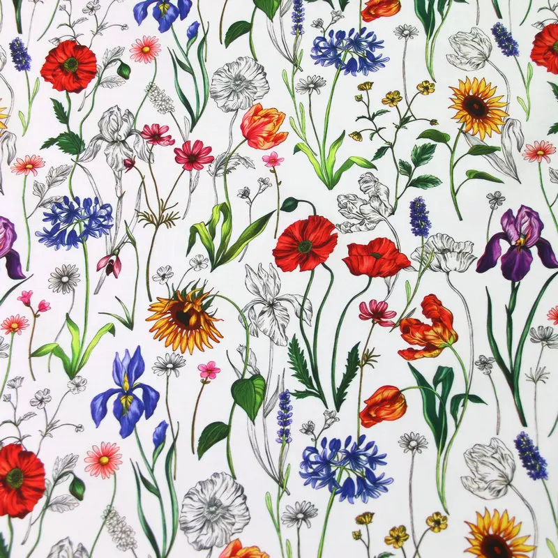 Meadow Muse tana lawn cotton fabric colorful flowers print custom tana liberty London print fabric 100% cotton lawn for garment