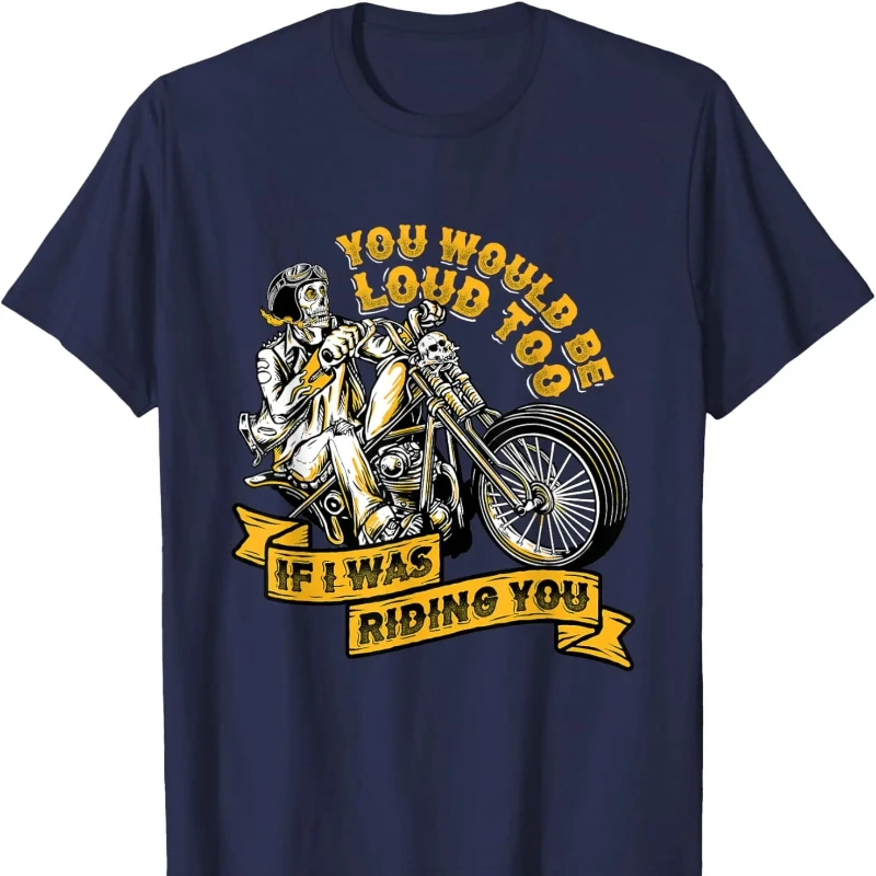 Men's Cotton T-shirt Men Motorcycling Biker T-Shirt Black Vintage T Shirt Streetwear XS-3XL Regular Short Sleeve Street Fashion
