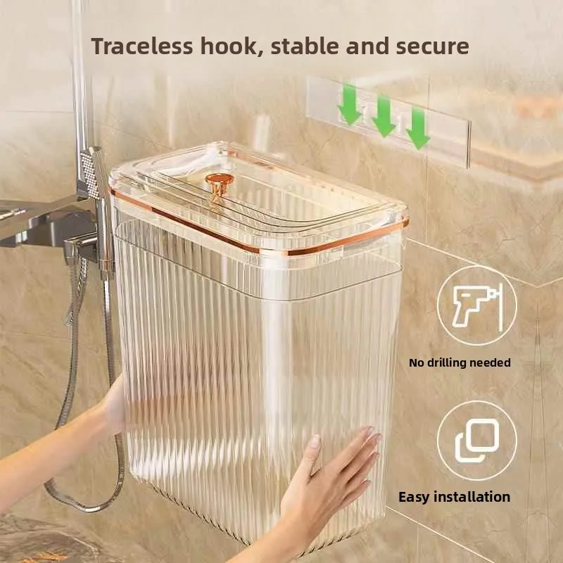 Bathroom Laundry Hamper Dirty Clothes Storage Basket Wall Mounted Washing Bathing Clothes Organizer Home Use Bucket - view 4