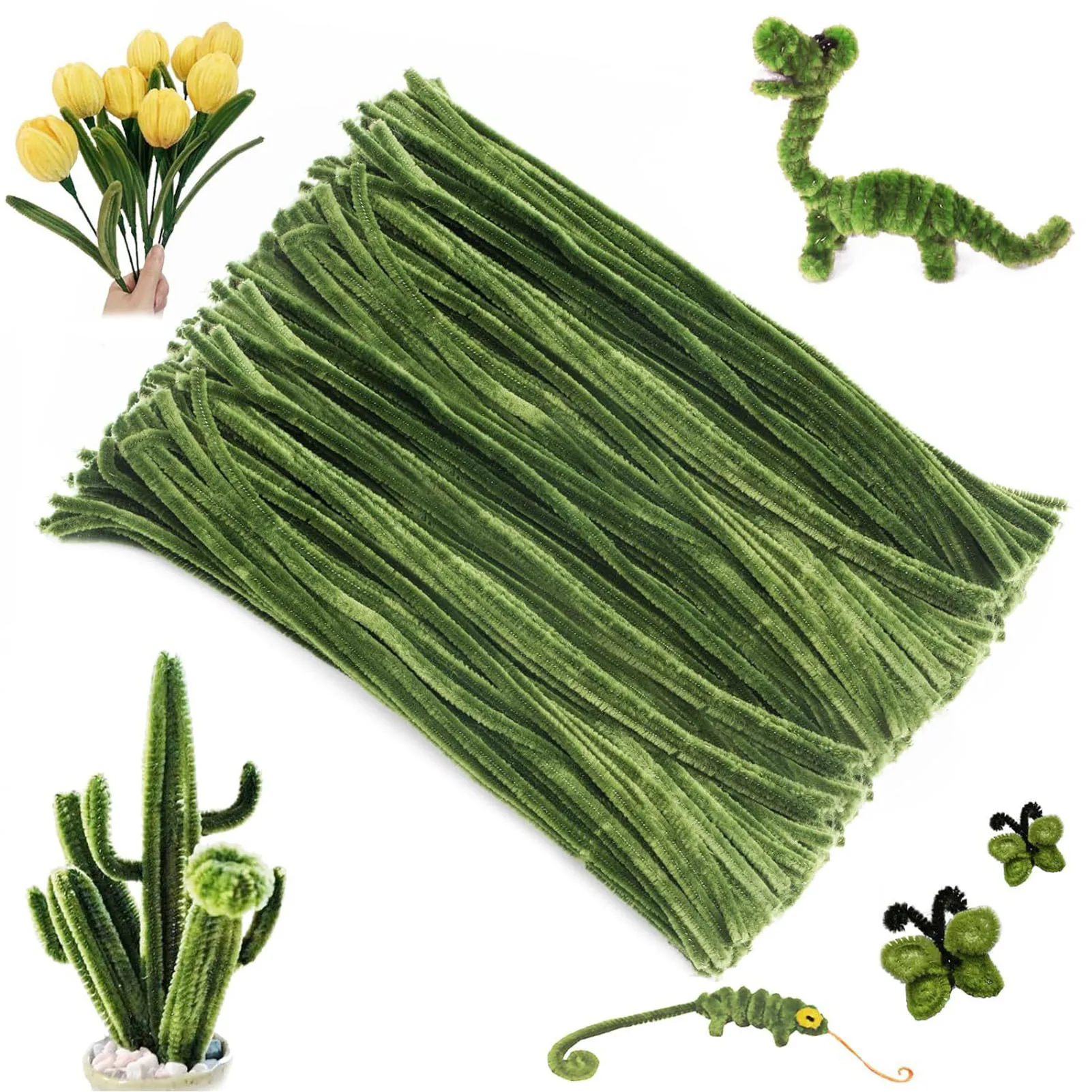 

Green Stem Pipe Twisted Rods Bending Plush Craft Wire Flower DIY Craft Kit for Christmas Party Supplies