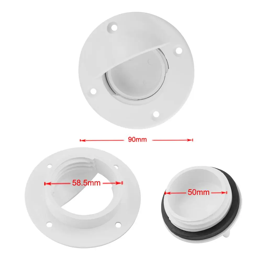 Lightweight Nylon Round Scupper Valve Marine Drain Flapper Cap Bung Plug Set for Boat Deck Use