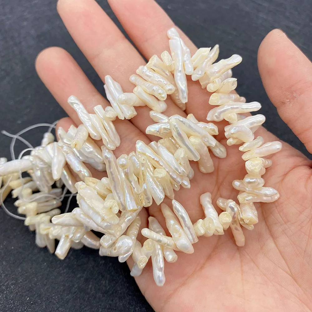 Natural Freshwater Pearls Toothpick Shape White Pearl Beads DIY Jewelry Making Elegant Jewelry Gifts for Women Size 3x10-5x20mm