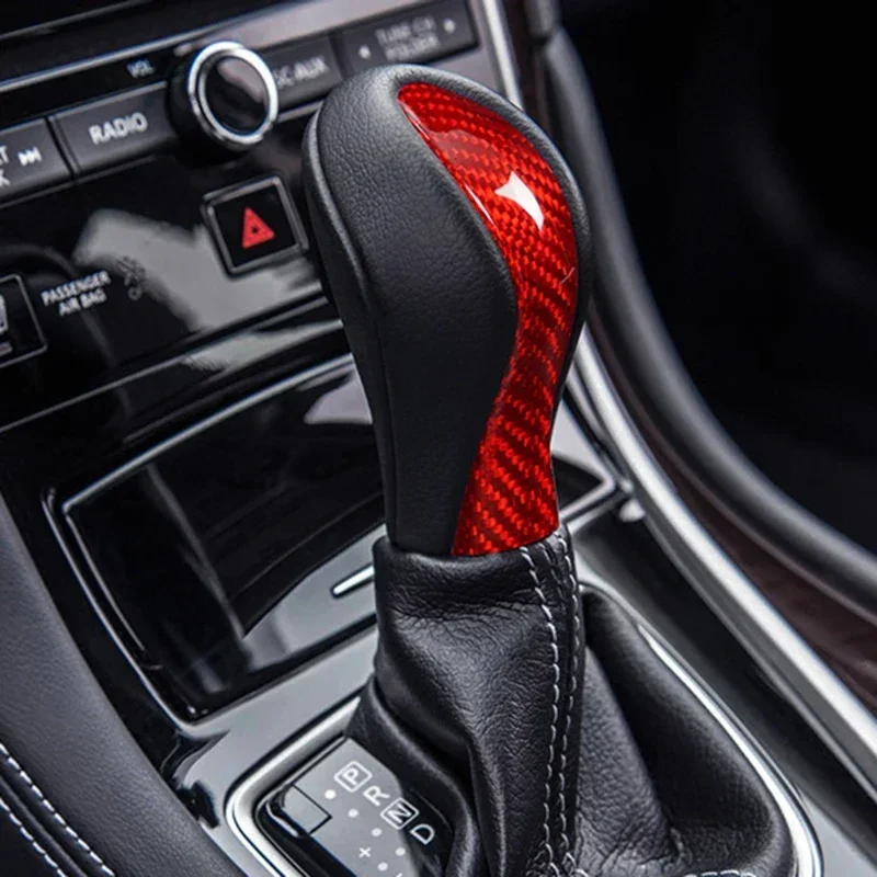 

For Infiniti Q50 Real Dry Carbon Fiber 2014 2017 Gear Shift Knob Cover Trim Sticker Interior Accessories modification