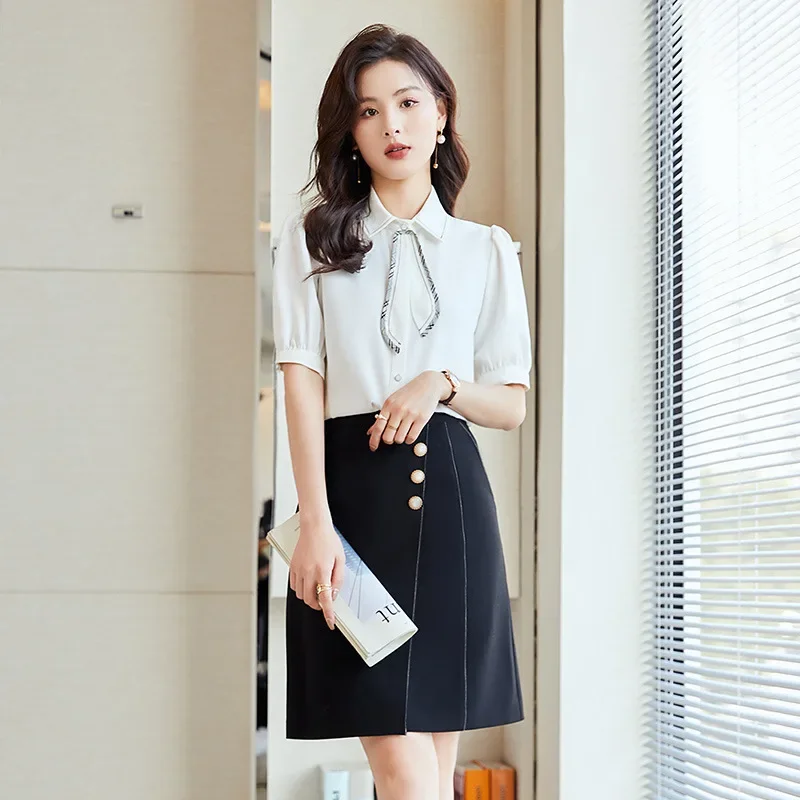 Hotel uniform womens shirt short sleeve formal dresses work clothes womens blouses & shirts