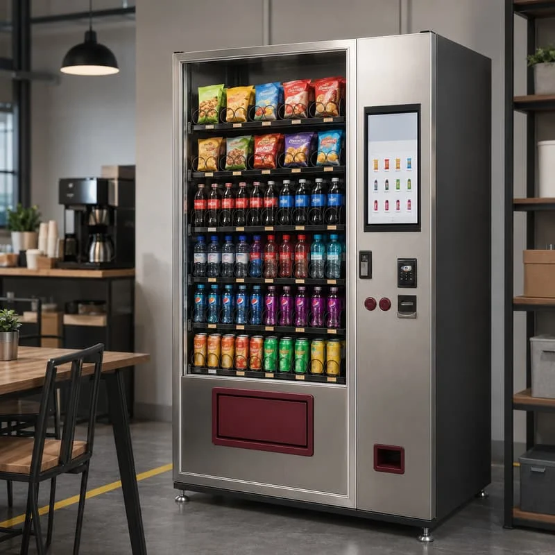 Heavy Duty Customized Automatic Snack and Beverage Vending Machine Equipped with Temperature Control and Glass Front