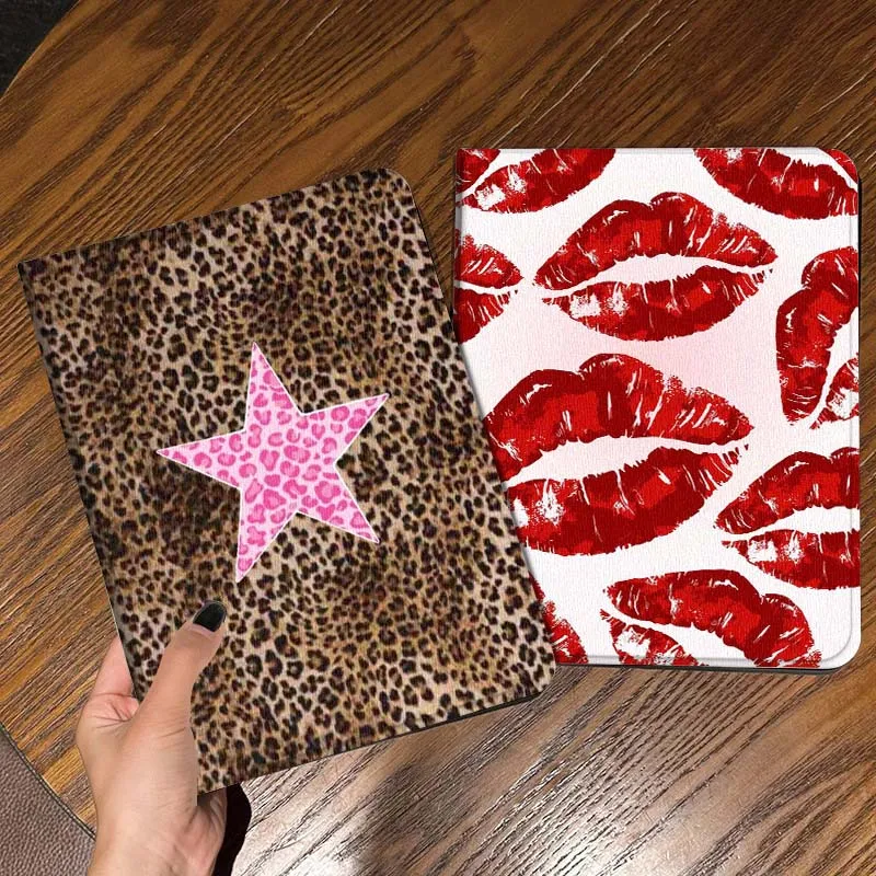 

Leopard Print Pink Star Tablet Case For Apple iPad Air Pro mini 1 2 3 4 5 6 7 8 9 11 M2 M3 M5 M4 5th 6th 7th 10th 11th Gift