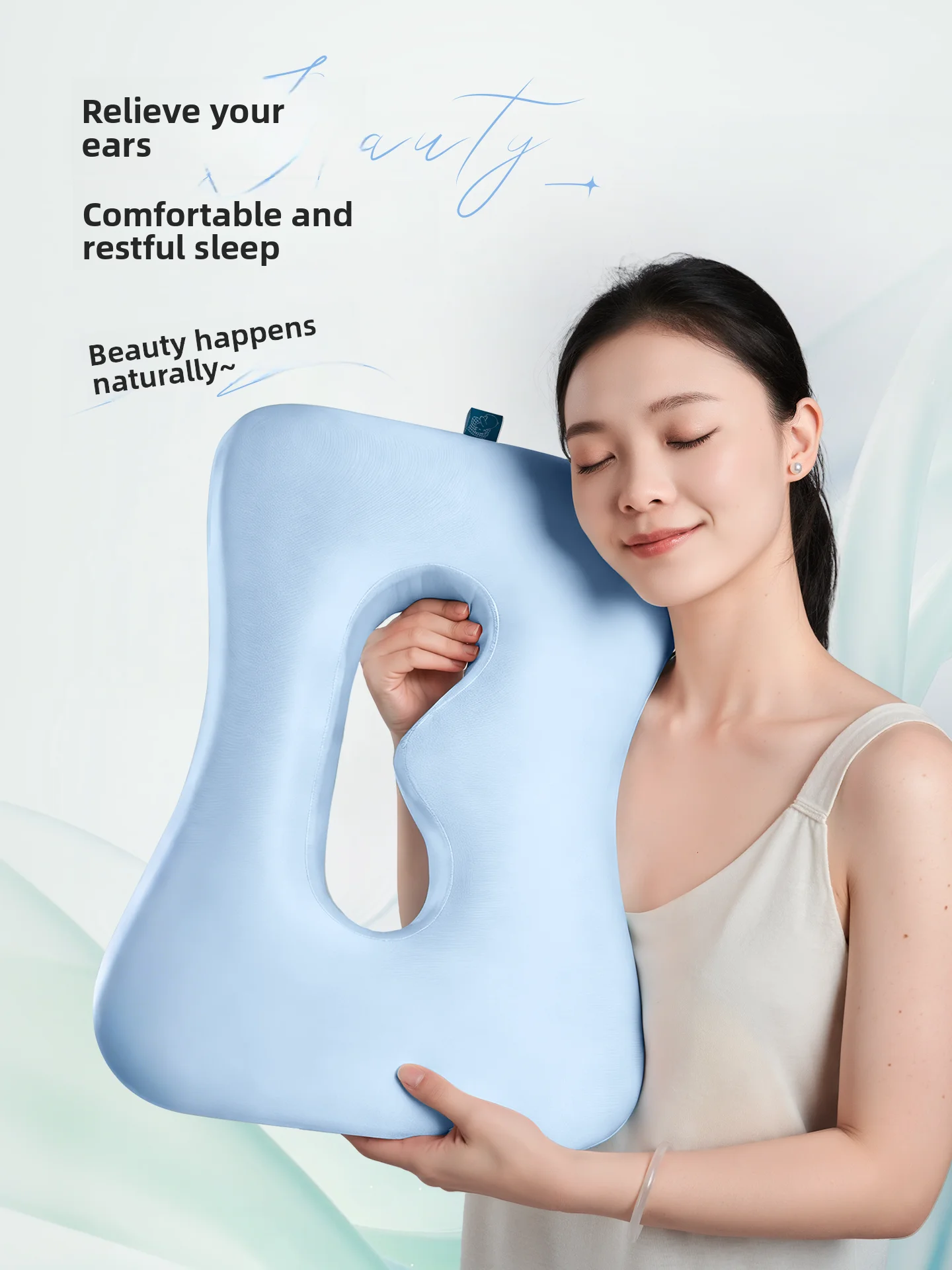 

Подушка для сна на боку Beau Pillow из пены с эффектом памяти, без давления на уши, против морщин, прямоугольная, для лица, без предварительной формовки