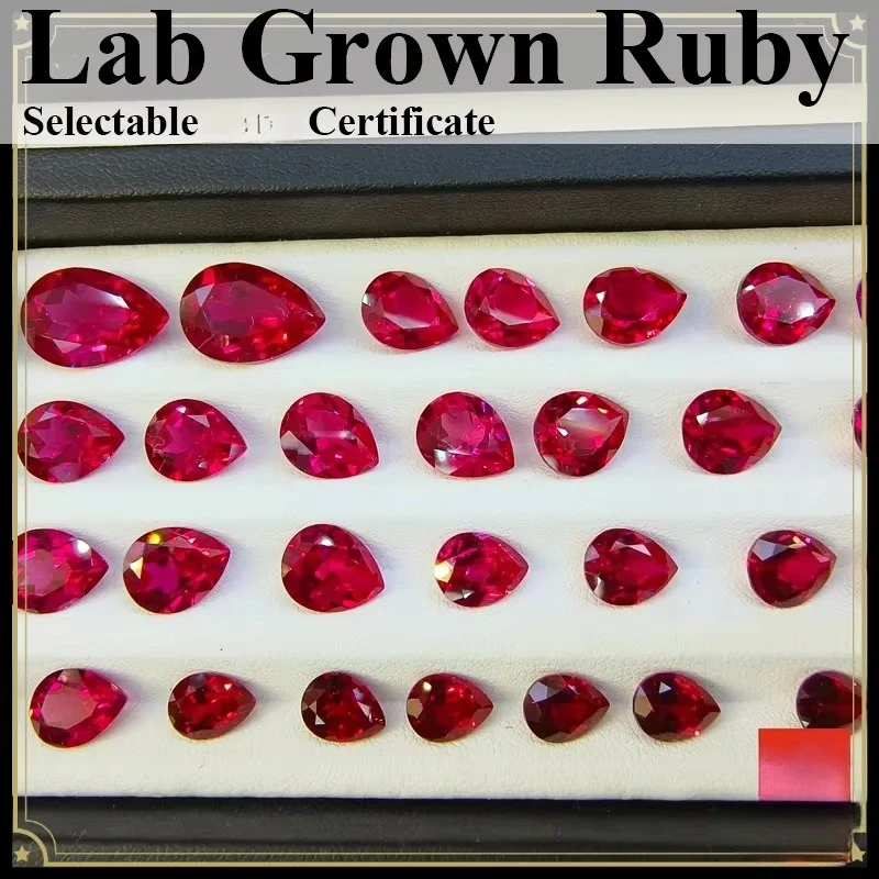 Rubi cultivado en laboratorio, varias formas, paloma, sangre, rojo, dijes, piedras preciosas para hacer joyería DIY, materiales, certificado seleccionable