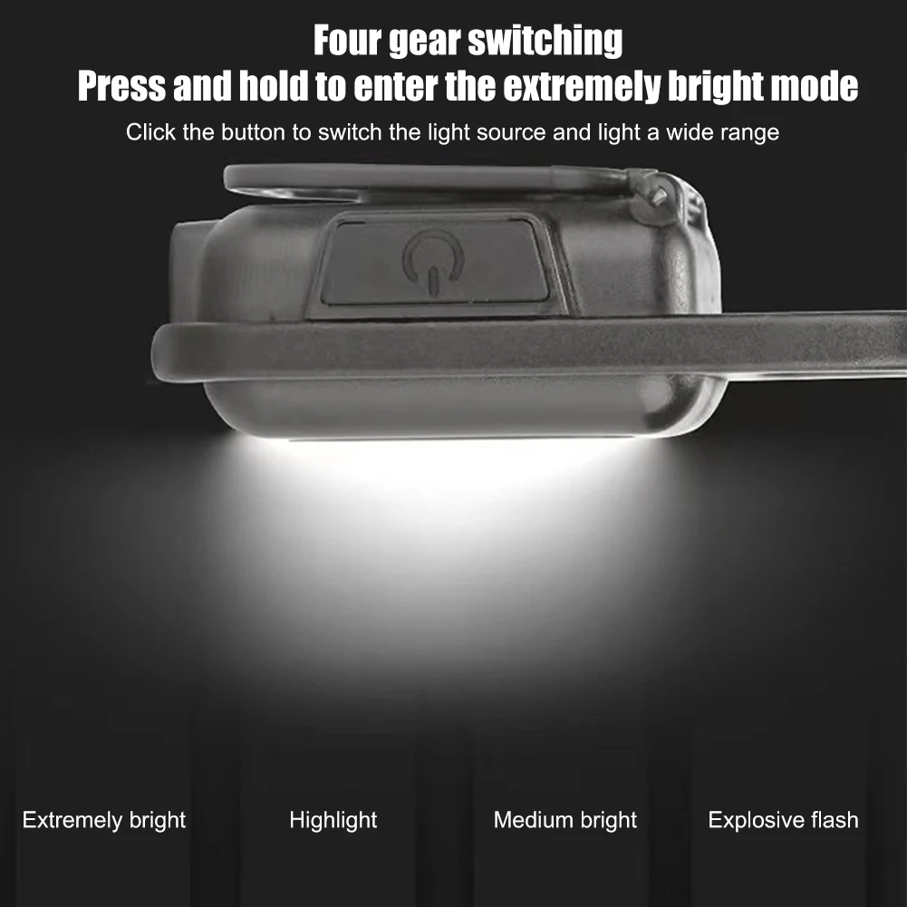 Potente torcia tascabile portatile USB ricaricabile luce da lavoro mini portachiavi impermeabile 400LM multifunzione per campeggio all'aperto