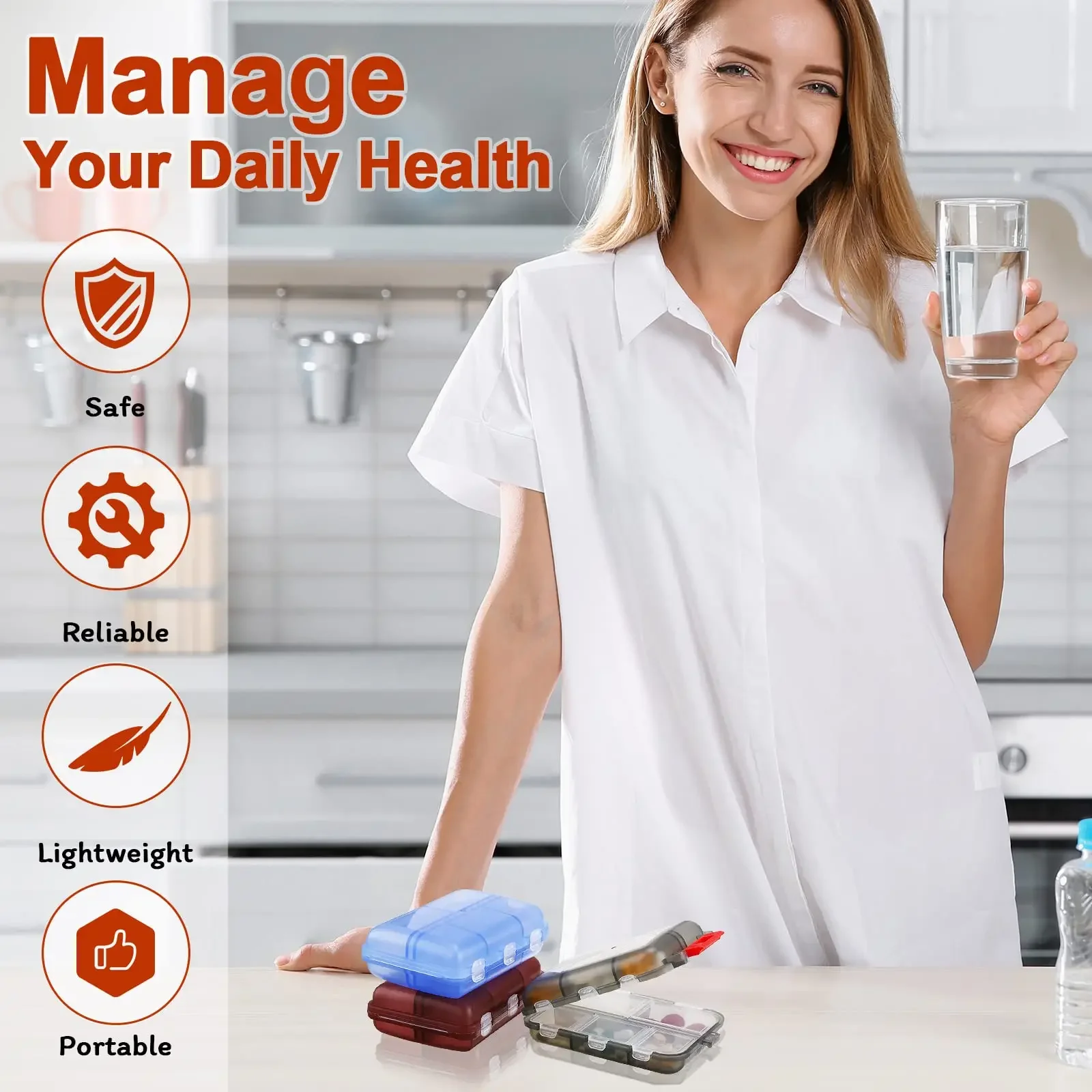 

Органайзер для таблеток, карманные отделения, портативный ящик для хранения таблеток, ежедневный контейнер для таблеток или кошелек, рыбий масло, медицина