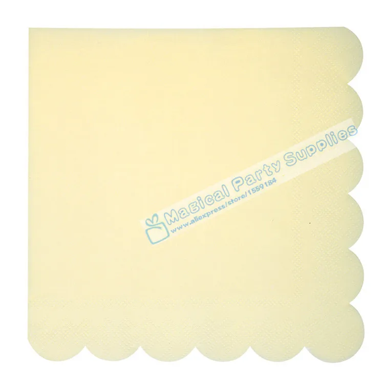 32pcs Scallop Paper Napkins for Event & Party Decoration Pastel Pink Mint Blue Ivory Tissue Decoupage Servilleta 33cm*33cm