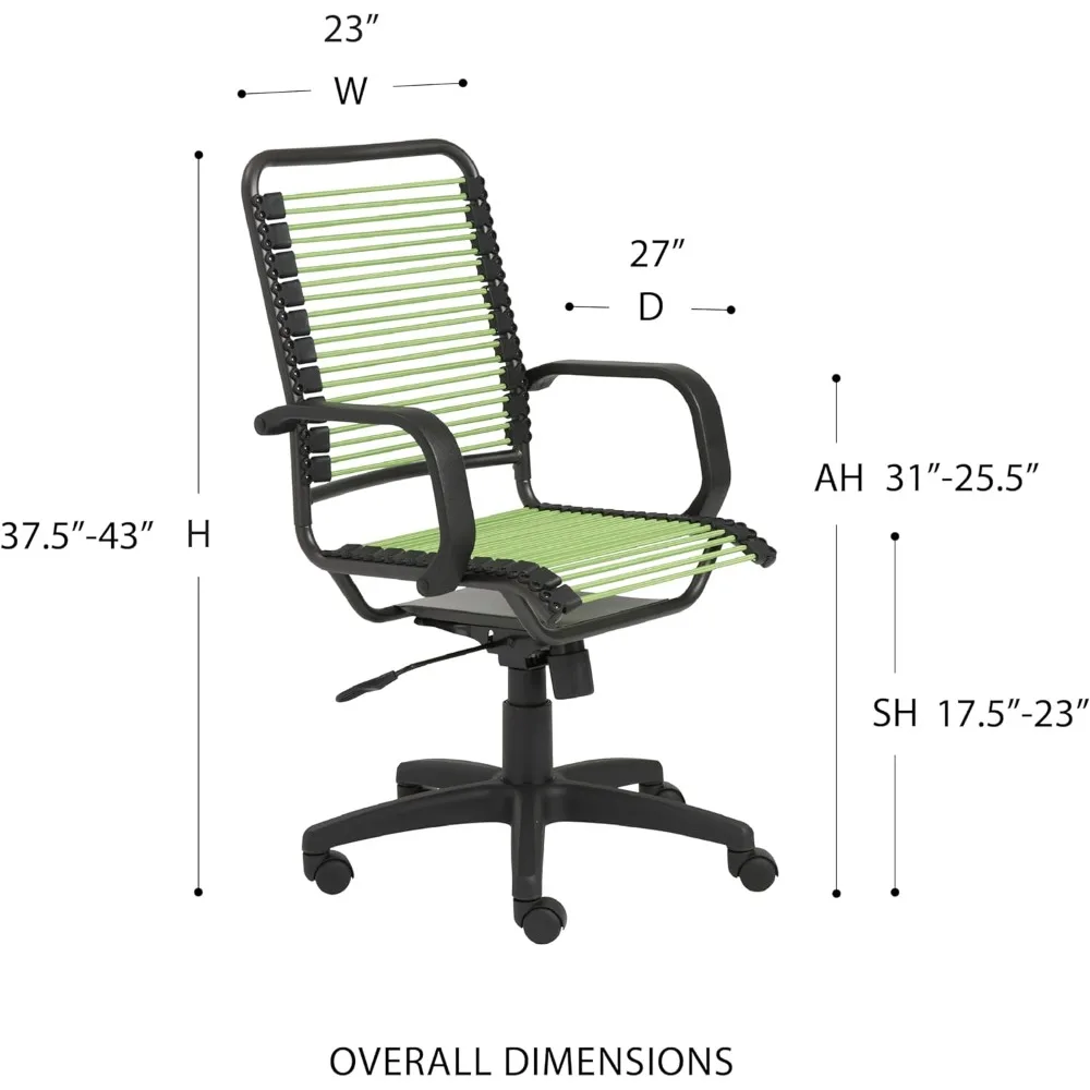 كرسي مكتب بنجي مستدير من Green Euro Style Bradley مع إطار جرافيت وقاعدة سوداء وإمالة مزدوجة القفل و360 درجة ° تعديل الدوران #3