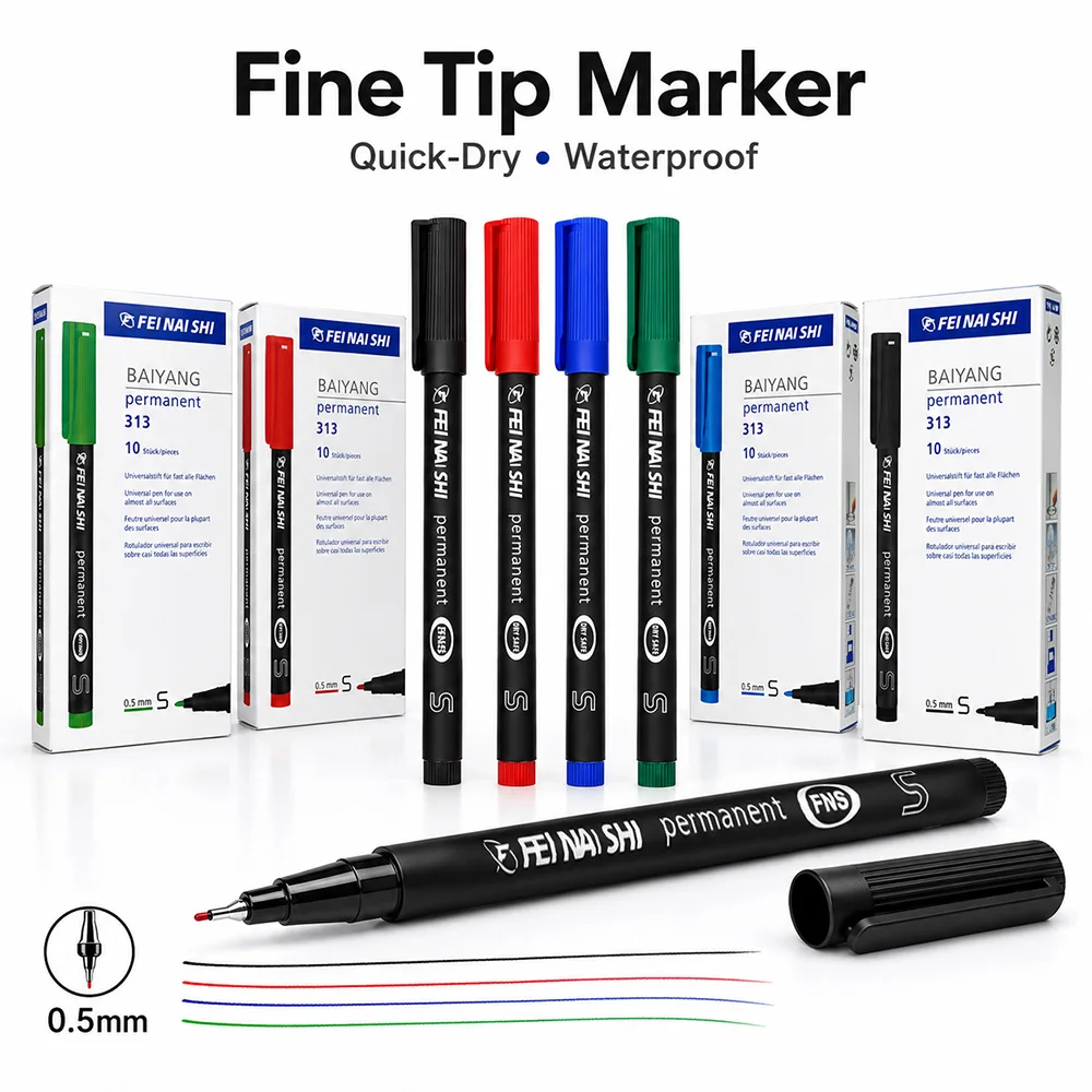 4/12 Pcs 0.5mm Fine Tip Permanent Marker Pens Waterproof Quick Dry Illustration DIY Graffiti Marking Office School Factory Tool