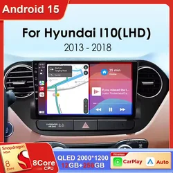 Android 15 For Hyundai Grand I10 LHD 2013 - 2016 Qualcomm Navigation GPS Stereo Auto Car Radio Multimidia Video Player Carplay