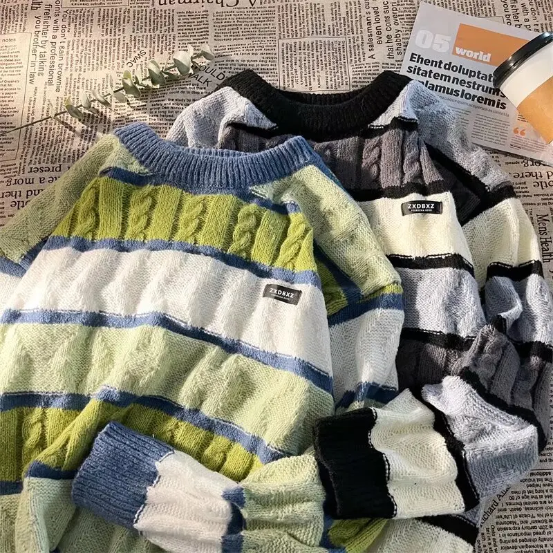 سترة رجالية محبوكة بتصميم أمريكي عتيق فضفاضة، هودي كبير الحجم مريح وقابل للتنفس للخريف والشتاء، مقاس كبير يصل إلى 250 رطلاً