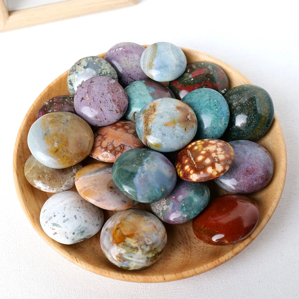 1PC Natural Stone Ocean Jasper Round Shape Crystal Carving Healing Stone Energy Gemstone Home Decoration Gifts