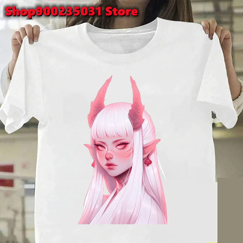 Demon Dream Girl Anime Cartoon Short Sleeve Clothes Harajuku Oversized Tshirts Summer Tops Female Tee Shirt Clothes Camisetas