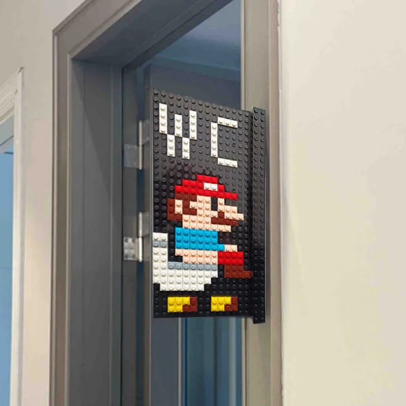 Super Mario Toilet Signs Funny Home Decoration Building Blocks Anime WC Doorplate Indicator Plaque Cartoon Restroom Wall Signage