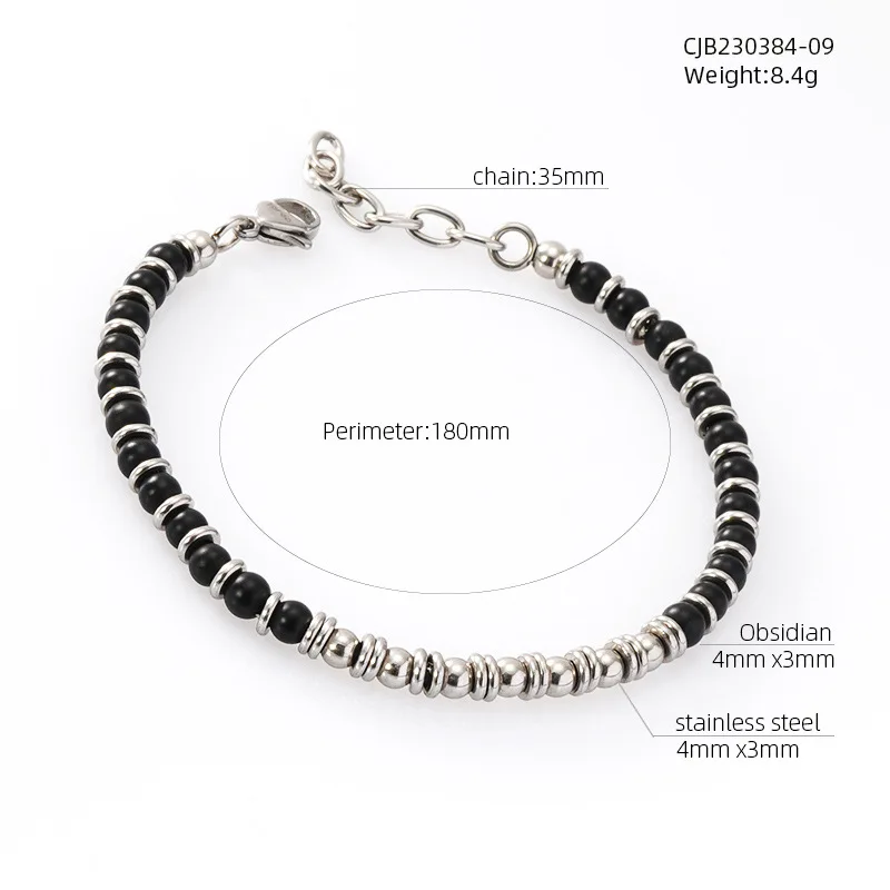 Handmade 4mm Natural Agate Tiger Eye Turquoise Stone Beaded Bracelet For Men Women Stainless Steel Round Beads Charm Bracelet