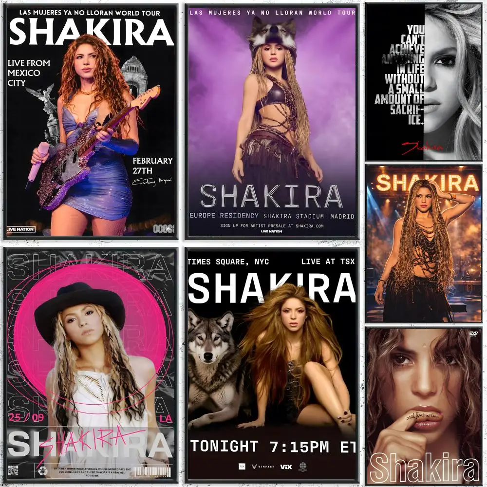 Singer Shakira Poster Self-Adhesive Waterproof Wall Stickers, Coffee Bar Home Wall Decor