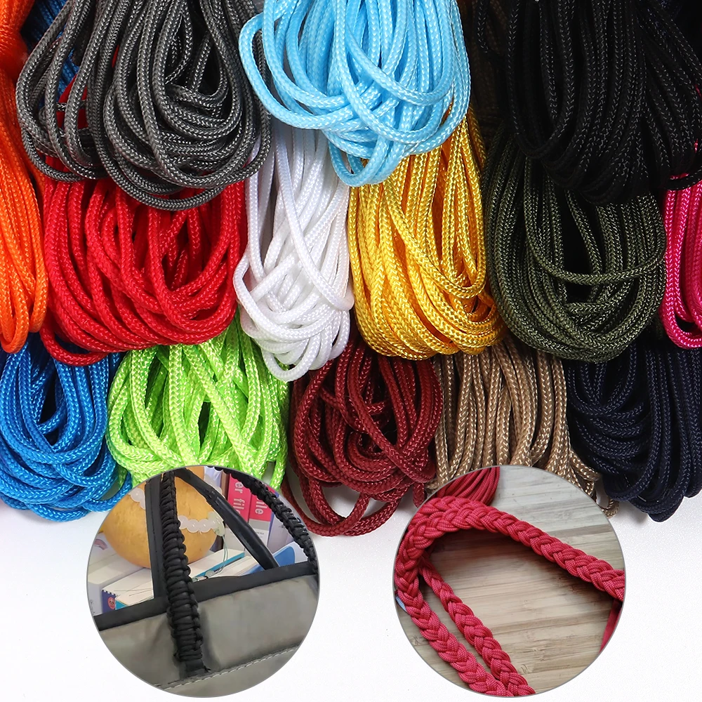 10 Yards/Lot 2mm farbiges geflochtenes Polyesterseil, Nylon-Perlenfaden, Kordeln für DIY handgefertigte Taschenriemen, Kletterseil-Zubehör