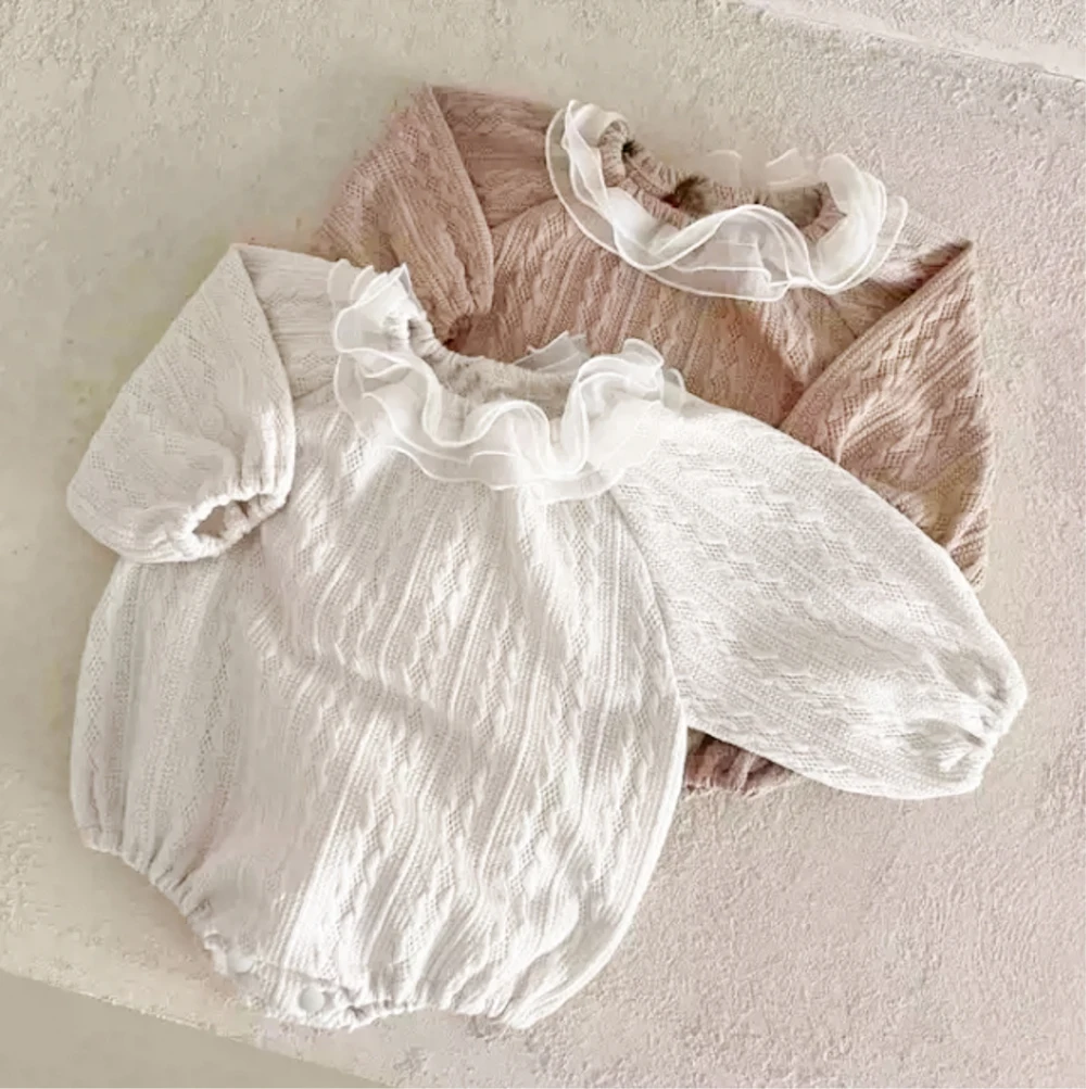 Toddler Lace One Piece Loose Thin Infant Clothes Baby Bodysuits and One-pieces 3-24M Baby Girls Clothes Solid Color